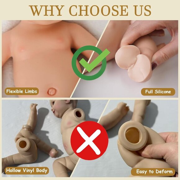 🆕17.2in Full Silicone ivory Reborn Baby Girl Lifelike Sleeping Reborn Doll - Picture 10 of 10